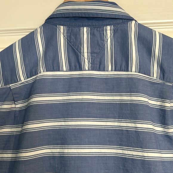 Tommy Hilfiger Blue Striped Short Sleeve Button Up - Picture 4 of 5